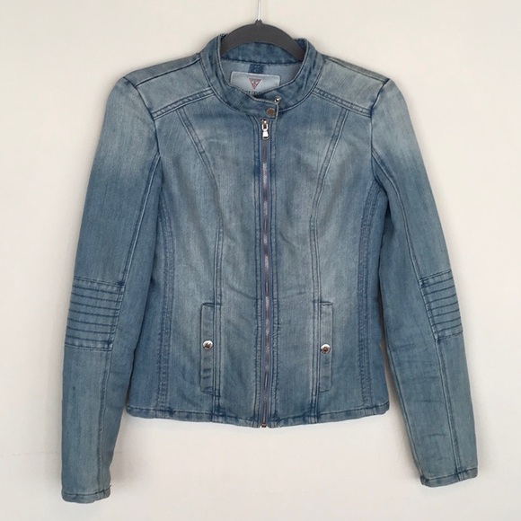 EUC Guess Moto Style Denim Jacket - Picture 2 of 5